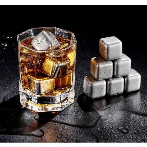 304 Stainless Steel Reusable Gold/Silver Whiskey Stones Metal Ice Cubes Chilling Rocks Creative Champagne Beer Cooler Bar Tools