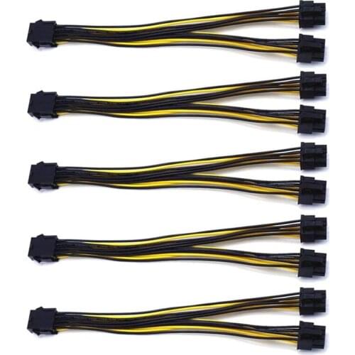 Hot 5-Pack PCI-E 8Pin to 2X 8 Pin (6+2) Power Splitter Cable for PCIE PCI Express Image Card Y - Splitter Extension Cable
