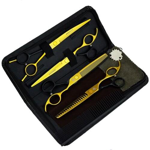 7 inch Pet Dog Cat Hair Clippers Pet Dog Gromming Scissors Pet Straight &Thinning & Up Curved Scissors Kit Pet Gromming Tools