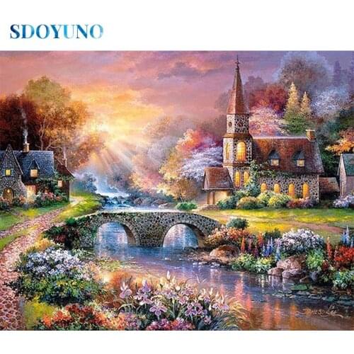 SDOYUNO Abstract Full Square/Round Diamond Painting 5D DIY Diamond Embroidery Mosaic Landscape Rhinestone Pictures Home Decor