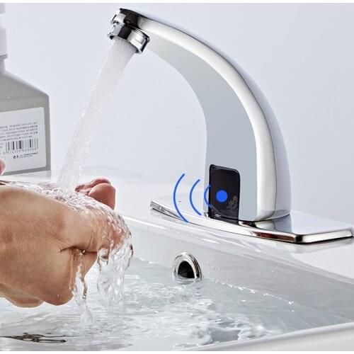 Bathroom Automatic Infrared Sink Hands Touchless Free Faucet Sensor Tap Cold Water Saving Inductive Electric Basin Faucet Mixer