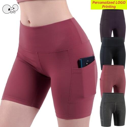 Quick Dry High Waist Running Shorts with Pocket Women Compression Yoga Tights Gym Fitness Short Pants Workout Leggings Custom