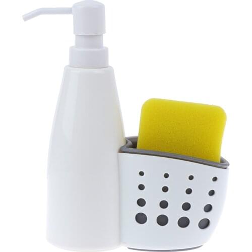 2 In-1 Dispenser Storage Box Liquid Detergent Sponge Drainboard Soap Holder