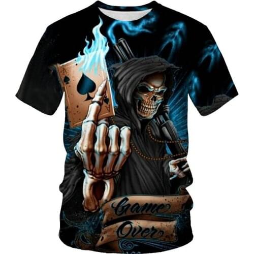 Flower Skeleton Summer Men T-shirts Casual O-neck Short Sleeve Tee Tops Hip Hop Style Clothes Fashion Streetwear Skull 3D Coat