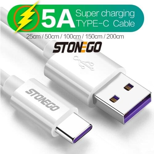 STONEGO Supercharge Cable 5A USB Type C Cable, USB C To USB A Data Sync Cable 2.4A Fast Charging Compatible with Quick Charge