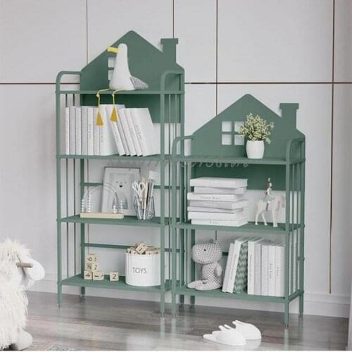 Small House Childrens Bookshelf Student Simple Picture Book Rack Household Shelf Bedside Bookcase Iron Storage Rack