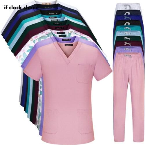 Men Scrub Sets Short Sleeved V Neck Tops+pants Pet grooming scrubs Work wear tooth beauty Uniform health service working clothes
