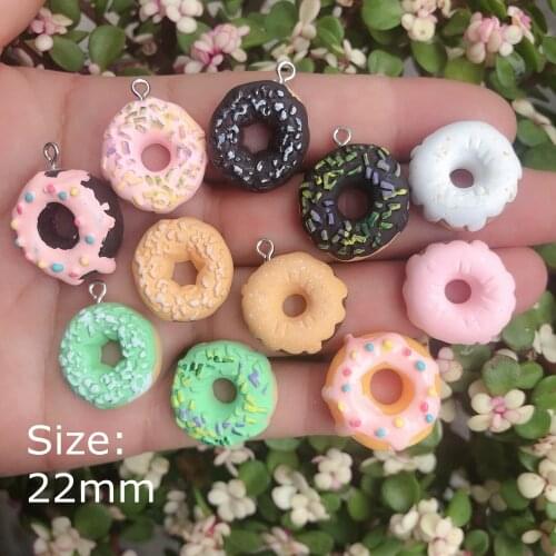 Kawaii Donuts Charms Pendants For Jewelry Making Bracelets Necklace Earrings Making Resin Flat Back Cabochon