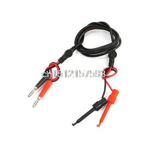 Multimeter Power Supply Dual Banana Plug to Test Hook Clip Probe 4ft 4 in 1