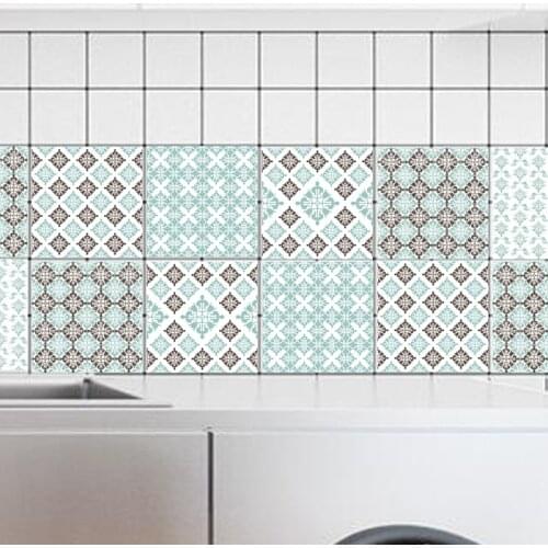 Retro Tiles Wall Stickers for Bathroom Kitchen Decoration Adhesive Waterproof PVC Wall Stickers Waist Line 20x100cm 1 pcs