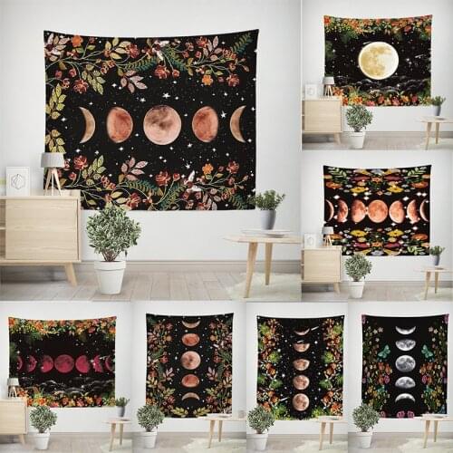Botanical Cactus Tapestry Wall Hanging Moon Starry Mushroom Chart Hippie Bohemian Tapestries Psychedelic Witchcraft Home Decor