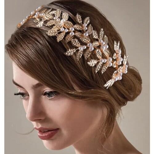 Handmade Gold Silver Leaves Crystal Headband Rhinestone Hairband Wedding Party Headdress Bridal Tiara Head Chain Fashion Jewelry