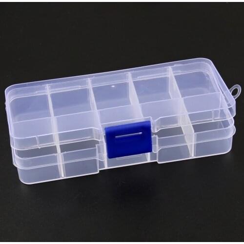 10 Grids Transparent Plastic Storage Box Compartment Adjustable Container for Beads Earring Jewelry Rectangle Case
