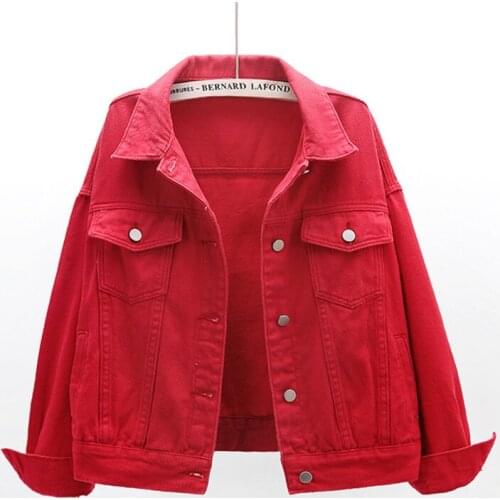 Spring Autumn New Candy Color Denim Jacket Women Korean Long-Sleeve Loose Short Jeans Coat Student Casual Tops Female Tide G964