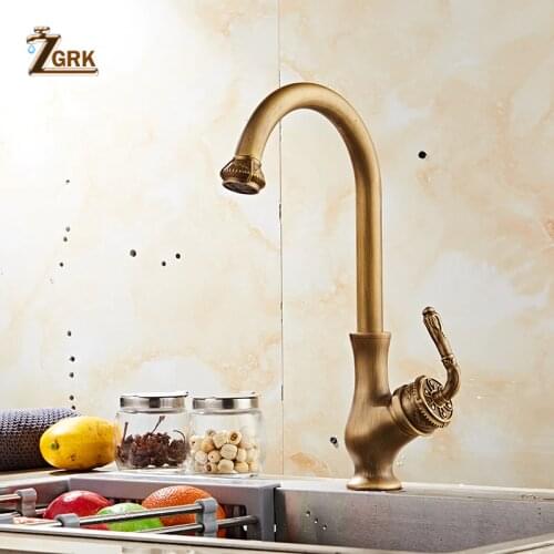ZGRK Kitchen Faucets Hot Cold Mixer Water Tap 360 Swivel Antique Brass Kitchen Mixer Tap Antique Copper Kitchen Faucet