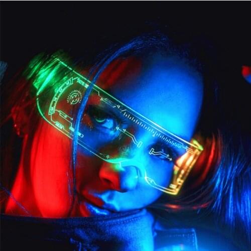 LED Party KTV Christmas Birthday Party New Year Decorations LED Sunglasses and Colored EL DJ Bar Retro Punk Glowing Glasses