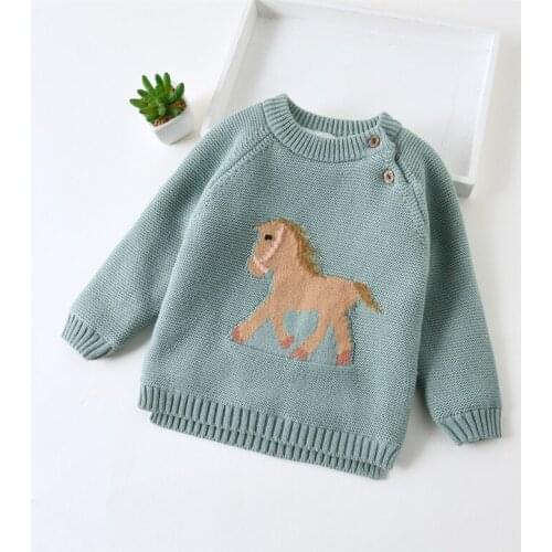 Baby Sweater Newborn Baby Boys Sweaters Thick Fleece horse Kids Sweaters Toddler Cardiagn Knitted Baby Clothes Girls Sweater