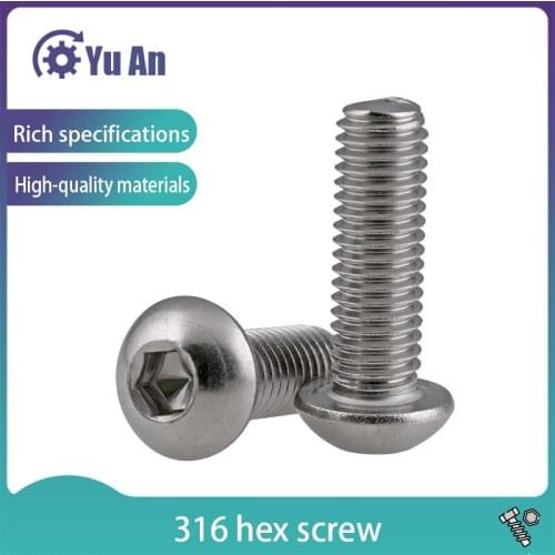Round Head Hexagonal Socket Machine Screws 316 Hexagon Screws / Bolts Pan Head Hex Socket Bolt M3M4M5M6 5PCS