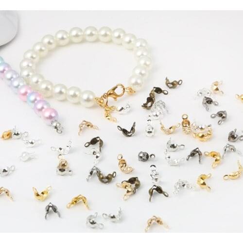 New 100pcs Connector Clasp Iron 4x7mm End Crimps Beads Connector Components for Bracelet DIY Jewelry Making Accessories Supplie