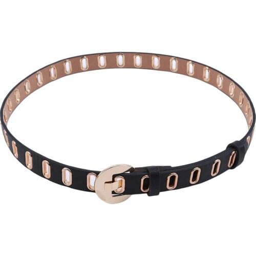 2019 Newly PU Leather Women Belt With Alloy Buckle Hollow Rivets Waist Belts for Women Jeans Pants adjustable Women Belt