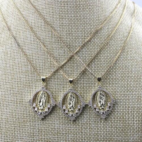 16inch 10str/lot New fashion cz necklace, hot sale cubic zircon religion charm component, handmade necklace jewelry