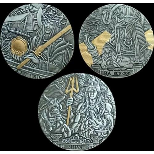 2021 Non-Magnetic Egyptian Sun God & Japanese Myth Amaterasu Great God & Indian Mythical Shiva Commemorative Coins