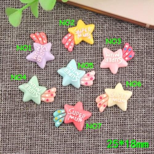 30PCS pentagram rainbow DIY resin accessories cream glue mobile phone shell material DIY hairpin accessories jewelry