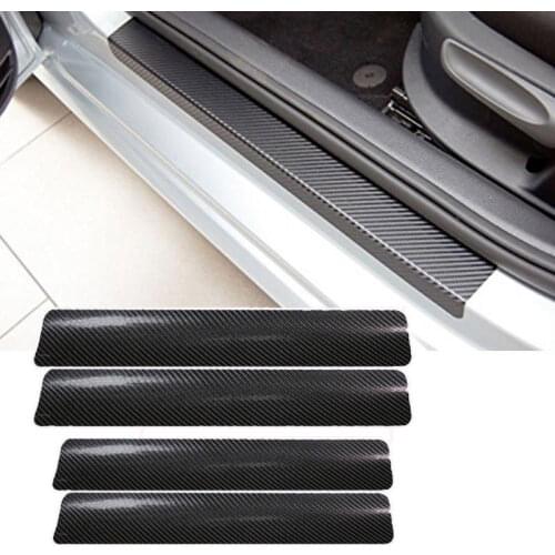 4 Pieces Universal Car Accessories Door Sill Scuff Welcome Pedal Threshold 3D Carbon Fiber Stickers Protector