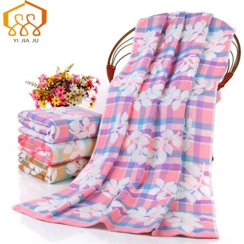 Lattice Printing Cotton Yarn Bath Towel 70x140cm Untwisted Yarn 32 Shares Jacquard Fast Drying Super Absorbent Beach Towel