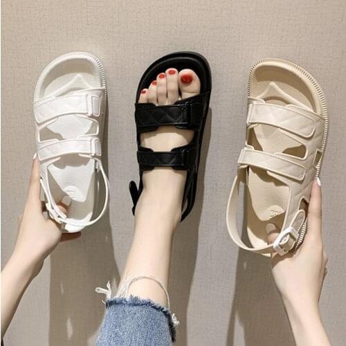 Plus size Summer Shoes Women Sandals Platform Shoes Flat Beach Shoes White Black Casual Shoes Soft Ladies sandalias mujer 8083N