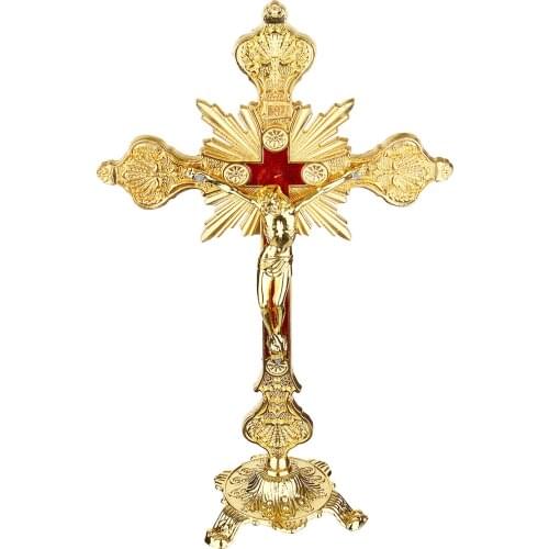 Church Relics Figurines Crucifix Jesus Christ On The Stand Cross Wall Crucifix Antique Home Chapel Decoration Wall Gold