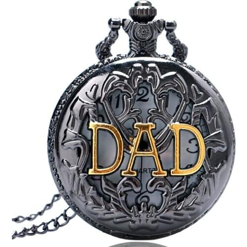 2018 New Arrival Fathers Day Gift Luxury Black Quartz DAD Pocket Watch Steampunk Hour relogio masculino
