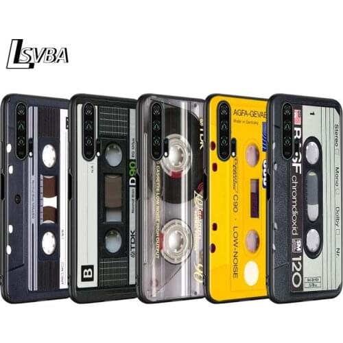 Black Cover For Huawei Honor V30 9X 8X 10i 10 9 Lite Shell Vintage Magnetic Tape Cassette for Honor 8 8S 8 7C 7A Pro Phone Case