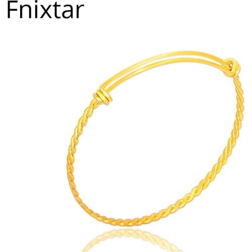 Fnixtar Gold Color Twist 316L Adjustable Stainless Steel Jewelry Bangle & Bracelet for Women DIY Jewelry Accessories 20pcs/lot