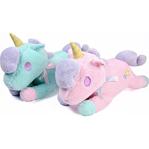 55cm Plush Unicorn Tissue Cover Box Soft Stuffed Cartoon Animal Beast Pony Shape Toys Doll Paper Container Napkin Storage Holder