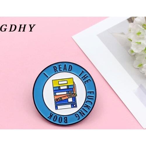GDHY Read Book Enamel Pin Custom Blue Round Brooch,I Read The Book,Brooches Clothes Lapel Blue Badge Read lovers Jewelry Gift