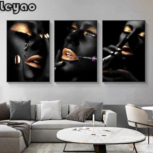Black and Gold Woman 5d Diy Diamond Paintings Combination Modern Art Picture Cross Stitch Wall Painting for Living Room Decor