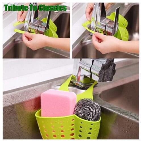 Creative Kitchen Bathroom Sink Suction Sponge Hanging Shelving Rack Drain Faucet Storage Baskets Dish Cloths Bags Cleaning Tool