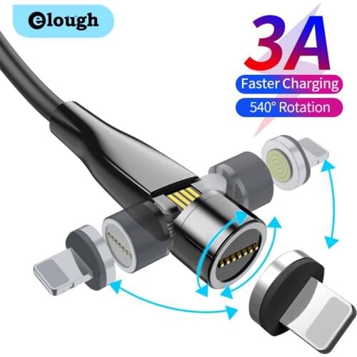 Elough 540 Rotate Magnetic Cable 3A Micro USB Type C Fast Magnetic charger Charging Cable for iPhone 11 Xr Samsung Huawei Xiaomi
