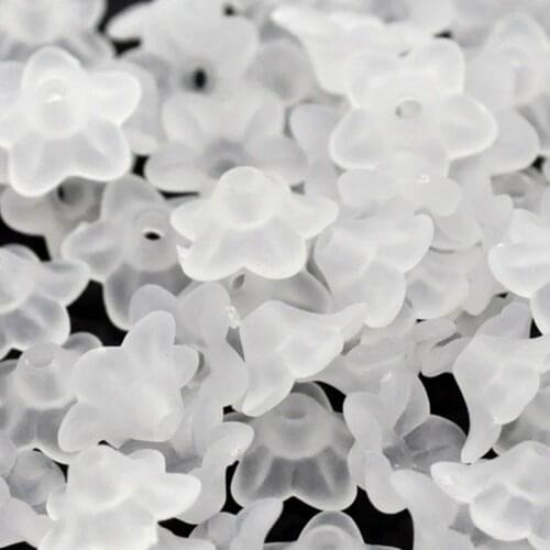 8Seasons Frosted Acrylic Beads Lucite Lily Flower White DIY Fashion Jewelry Gifts About 10mm x 4mm, Hole: Approx 1.2mm, 800 PCs