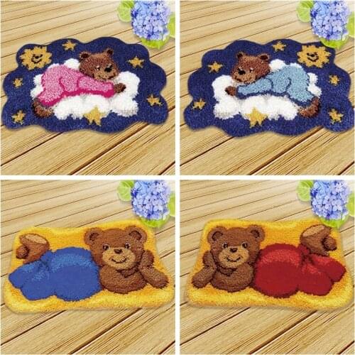 Bear Latch Hook Doormat Rug Diy Canvas Carpet Embroidery Latch Hook Latch Hook Kits Tapijt Knoopkussen Tapijt Canva For Carpets