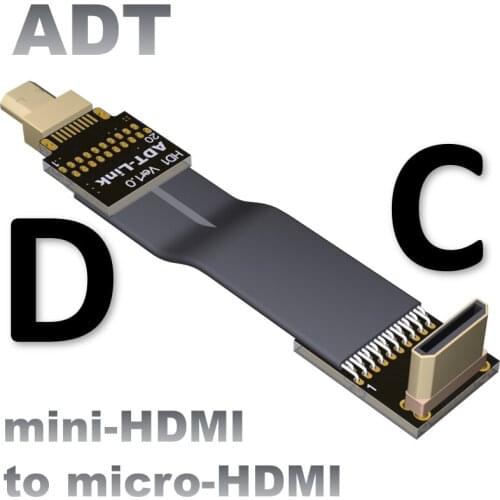 Mini HDMI turn micro aerial camera turn connector bend 90 degrees ultra-light and ultra-thin cable 18Gbps 2160p