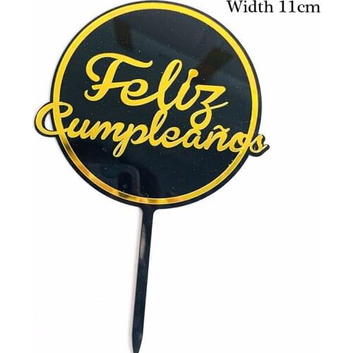 Novelty Feliz Cumpleanos Acrylic Cake Topper Spanish Gold Happy Birthday Cake Topper For Espanol Birthday Party Cake Decorations