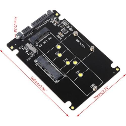 2 In 1 MSATA/M.2 to SATA3 Converter Adapter Card Case Enclosure 2.5 Inch SSD Solid State Disk Drive for PC Computer