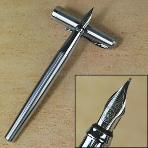 Duke 209 Stainless Steel Fountain Pen Advanced Pure Silver Color 22KGP M Nib 0.7mm Writing Gift Fountain Pen For Office / Home