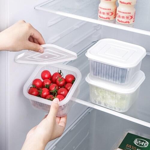 Transparent Portable Fruit Storage Box Green Onion Ginger Garlic Storage Box Household Kitchen Mini Food Drain Fresh-Keeping Box