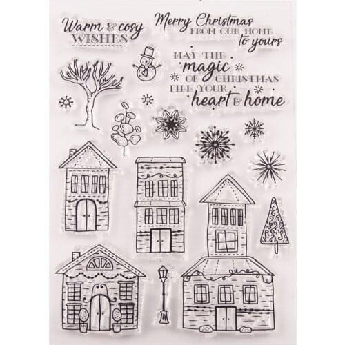 Christmas Snowflake House Transparent Clear Stamps Silicone Seal for DIY Scrapbooking Card Making Photo Album Decoration Crafts