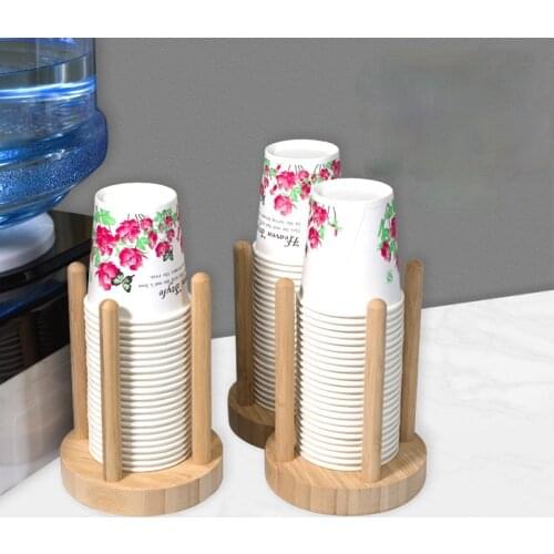 Disposable Cup Holder Household Water Dispenser Milk Tea Shop Paper Solid Wood Cup Holder Take Cup Holder Paper Cup Storage Rack