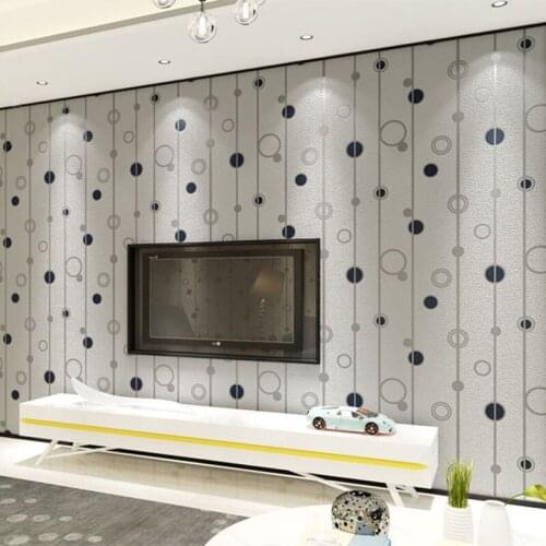 Modern Fashion Wallpaper 3D Stereo Circle Geometric Wall Paper Roll Living Room TV Sofa Home Decor Non-Woven Flocking Wallpapers