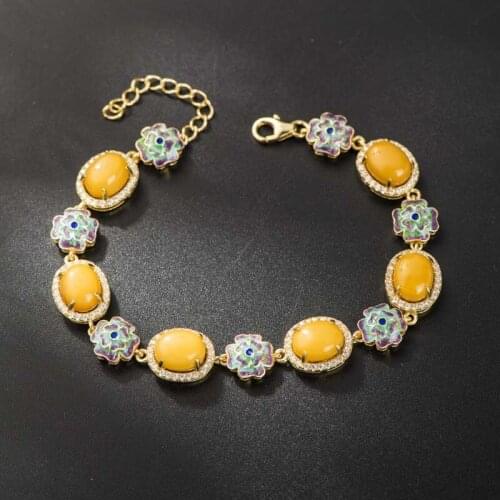 Starfield Old Beijing Bracelet Inlaid Natural Beeswax Exquisite Orchids Design Models